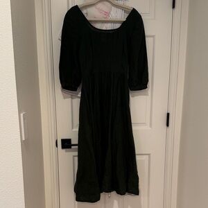 Son de Flor ¾ sleeve Carmen dress in evergreen, size XS